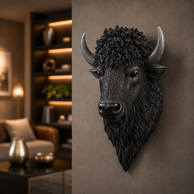 Modern Bison Head Wall Mount – White Luxury Animal Decor - Image 2