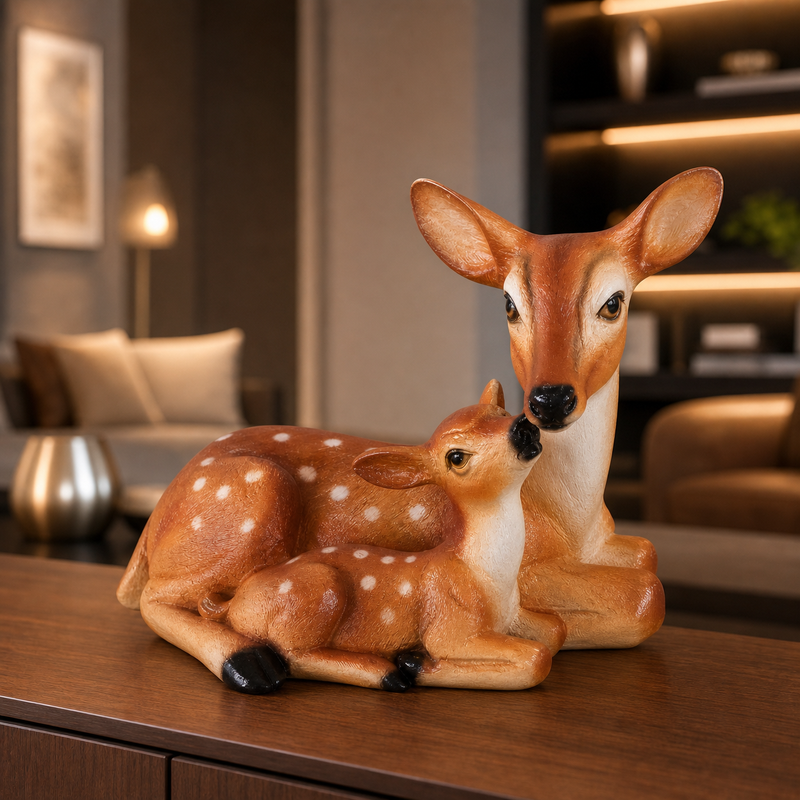 Mother & Baby Deer Decorative Statue