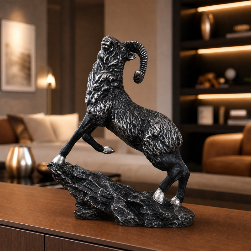 Majestic Ram Sculpture – Luxury Home Decor Piece